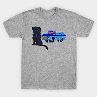 Black Lab and Pickup Truck T-Shirt